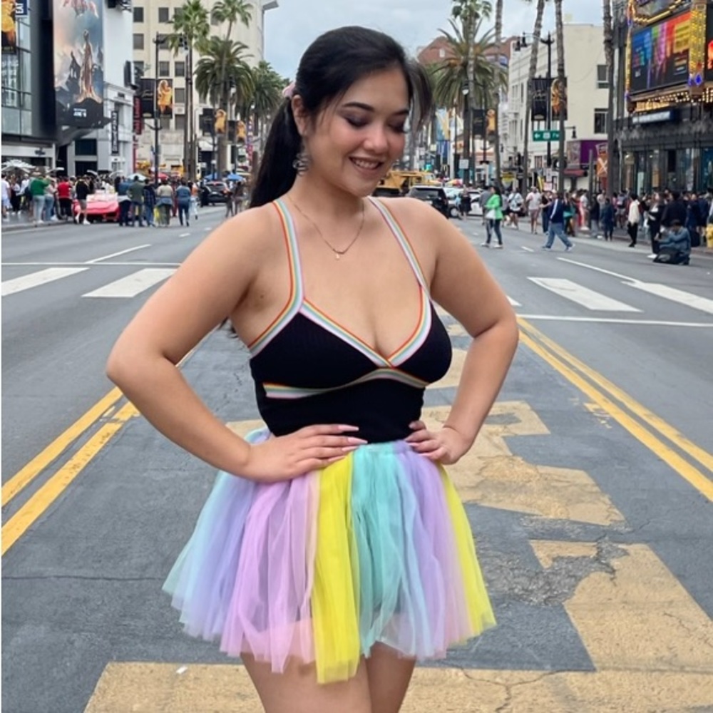 Rainbow Strap Forever21 Cropped Tank